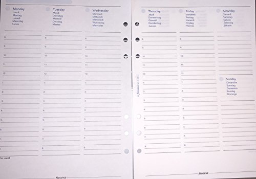 Filofax A5 Size Week On Two Pages Any Year Not Dated Calendar Refill (A5, White/Blue)