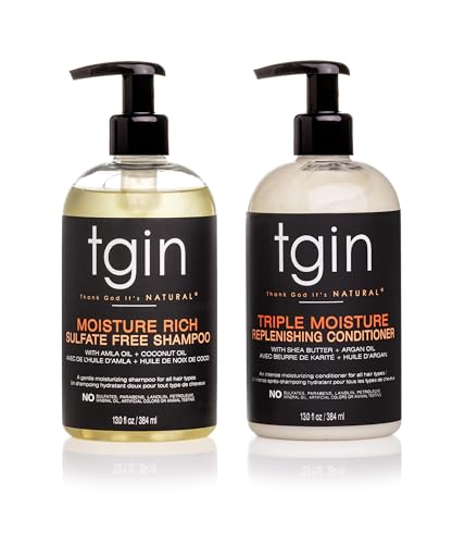 tgin Moisturizing Shampoo & Conditioner Duo for All Hair Types - Color Safe - Sulfate Free - Dry Hair - Curly Hair - 13 fl oz (set of 2)