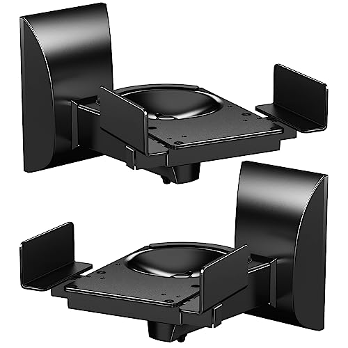 WALI Speaker Wall Mounts, Dual Side Clamping Bookshelf Mounting Bracket for Large Surrounding Sound Speakers, Hold up to 55 lbs. (SWM201), 1 Pair, Black