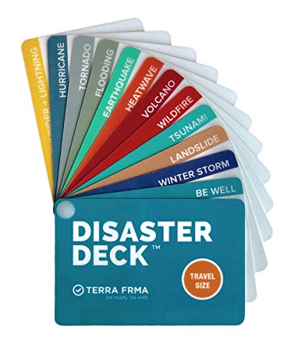 Disaster Deck - Kit Ready Emergency Survival Cards, Guide, Preparedness, Instructions for Disasters, Earthquake, Wildfire, Hurricane, Tornado, Flooding, Heatwave, and Winter Storms. Stocking Stuffer.