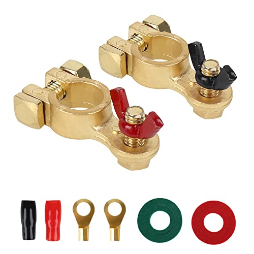 SINGARO Car Battery Terminal Connector, Pure Copper Cable End Top Post Clip Positive and Negative Pole, Applicable to Automobile, Truck, RV and Yacht Accessories
