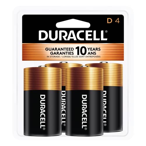 Duracell Coppertop D Batteries, 4 Count Pack, D Battery with Long-lasting Power, All-Purpose Alkaline D Battery for Household and Office Devices