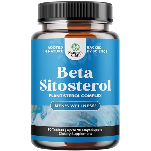 Natures Craft Plant Sterols Complex with Beta Sitosterol - 500mg Beta-Sitosterol Sterols and Stanols Supplement for Prostate Support - Prostate Health Supplement for Men - 90 Tablets