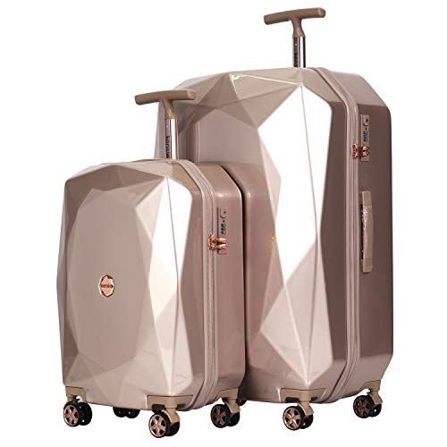 kensie Women's 3D Gemstone TSA Lock Hardside Spinner Luggage, Lightweight, Telescoping Handles, TSA-Approved, Rose Gold, 2 Piece Set (28'/20')