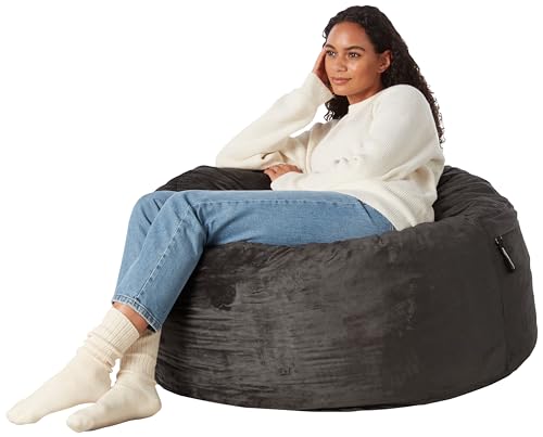 Amazon Basics Memory Foam Filled Bean Bag Chair with Microfiber Cover, 3 ft, Grey, Solid