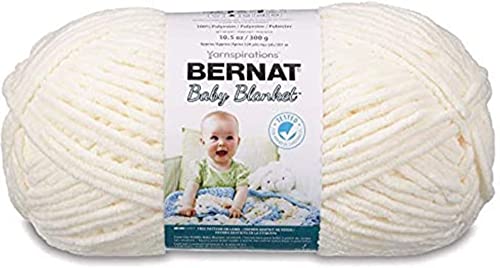 Bernat BABY BLANKET BB Vanilla Yarn - 1 Pack of 10.5oz/300g - Polyester - #6 Super Bulky - 220 Yards - Knitting/Crochet