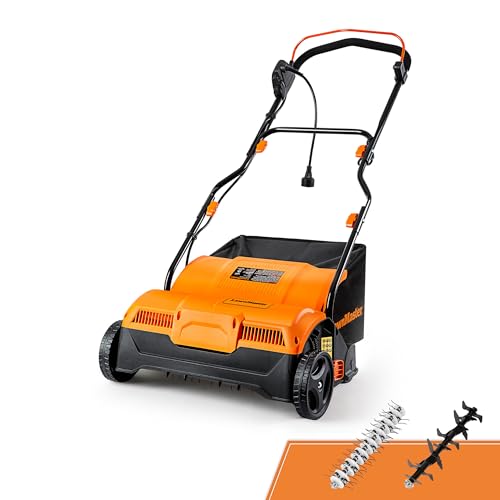 LawnMaster GVB1316 Electric 16” 13 Amp Dethatcher and Scarifier with 12 Gallon Collection Bag