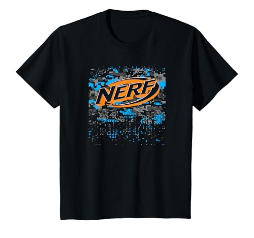 Kids Nerf Neon Graphic Retro Pixel Logo T-Shirt