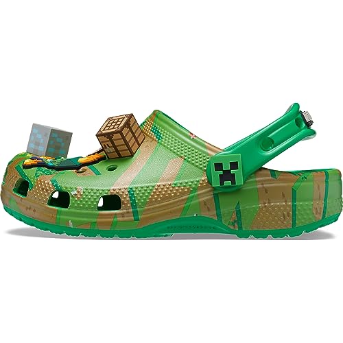 Crocs Classic Minecraft Clogs, Multi Green, 3 US Unisex Little Kid