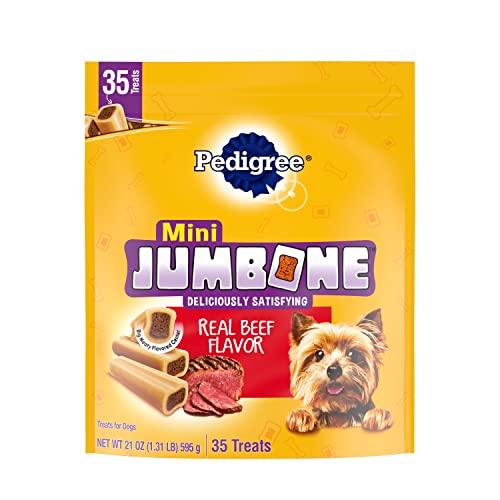 PEDIGREE MINI JUMBONE Small Dog Treats Real Beef Flavor, 21 oz. Pack (35 Treats)