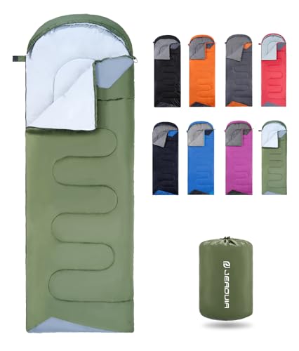 Sleeping Bags for Adults Backpacking Lightweight Waterproof- Cold Weather Sleeping Bag for Girls Boys Mens for Warm Camping Hiking Outdoor Travel Hunting with Compression Bags（Green）