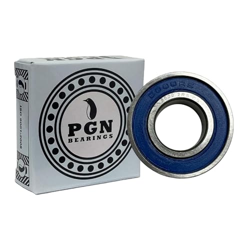 PGN (10 Pack) 6000-2RS Bearing - Lubricated Chrome Steel Sealed Ball Bearing - 10x26x8mm Bearings with Rubber Seal & High RPM Support