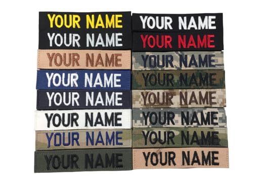 Custom Uniform Embroidered Military Name Tape, Army Air Force Marine Military Name Tapes, Without (sew-on) or with Fastener (Black, with Fastener)