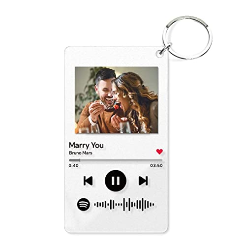 Custom Spotify Keychain with Picture,Custom Scannable Spotify Music Song Code Keychain, Photo Gift for Friends/Lover/Father/Mother/Kids, Square, 2'*3'