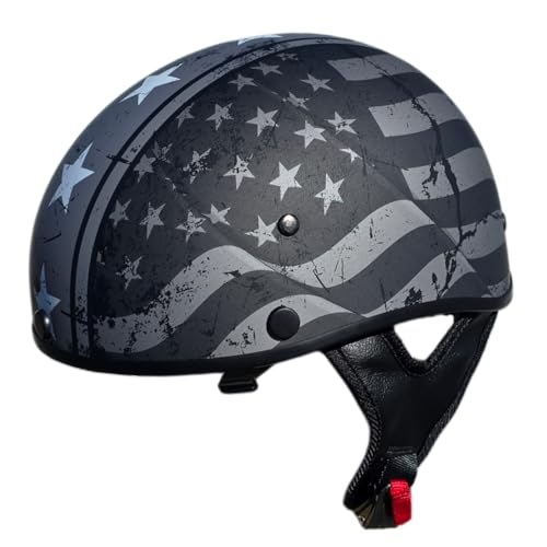 Vega Helmets 7817-053 Unisex-Adult Vega Warrior Half Helmet (Patriotic Flag Graphic, Medium) , Black