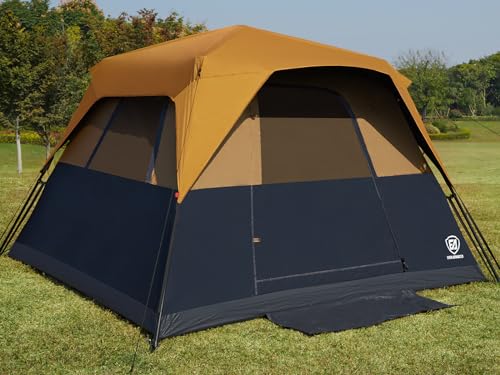 EVER ADVANCED 6 Person Camping Tent, Blackout Tent for Camping Instant Cabin Tents for Family with Rainfly, 60s Easy Setup, Water-Resistant
