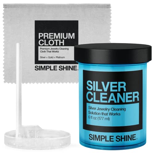 Silver Jewelry Cleaning Kit | Includes Jewelry Cleaning Solution, Jewelry Cleaner Cloth and Dip Tray Sterling Silver Cleaner for Jewelry Tarnish Silver Polishing Cloth for Jewelry
