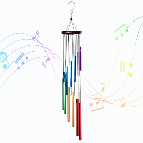 Outdoor Colorful Wind Chimes for Outside with 12 Aluminum Tubes for Garden Patio Balcony and Home Decor