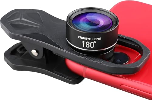 180° fisheye Lens for iPhone Samsung Google Android Smartphone,with Clip,Cell Phone Lens,anamorphic Lens,Funny Pictures