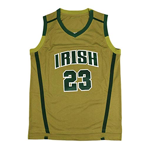 Custom Men's Lebron #23 High School Basketball Jersey Men (Yellow,M)