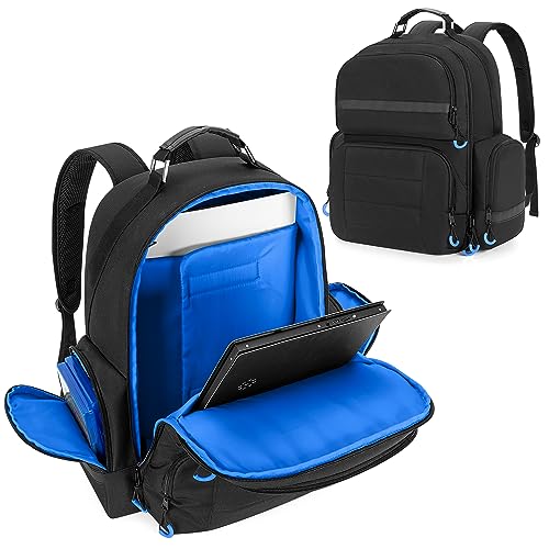 PGmoon Console Backpack Compatible with Playstation 5 & PS5 Slim, Travel Carrying Case Bag with Protective Liner Fits 15.6' Laptop, Headset, Controllers and Most Gaming Accessories (Patent Design)