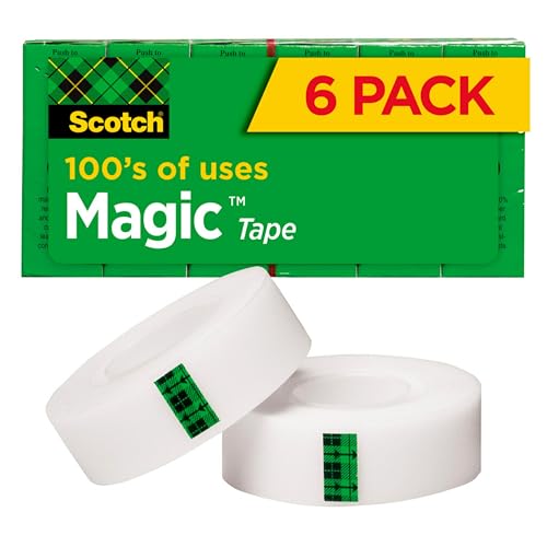 Scotch Magic Tape, Invisible, Home Office Supplies and Back to School Supplies for College and Classrooms, 6 Rolls
