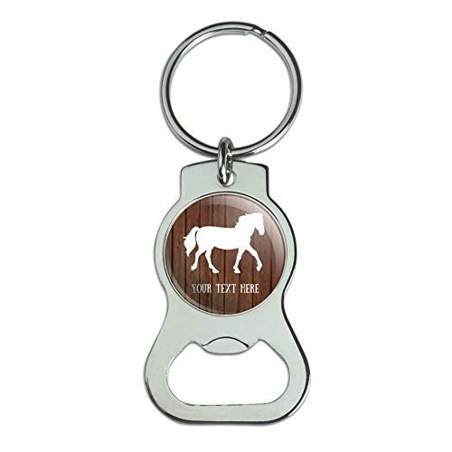 GRAPHICS & MORE Personalized Custom 1 Line Horse Silhouette on Wood Keychain with Bottle Cap Opener