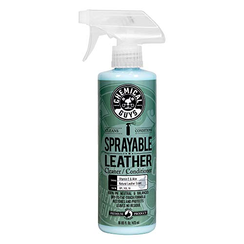 Chemical Guys SPI_103_16 Sprayable Leather Cleaner and Conditioner in One for Car Interiors, Apparel, and More (Works on Natural, Synthetic, Pleather, Faux Leather and More) Leather Scent, 16 fl oz