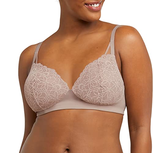 Maidenform Women's Pure Comfort Soft Support Wireless, Lace Bralette, Wirefree Two-Way Bra, Evening Blush