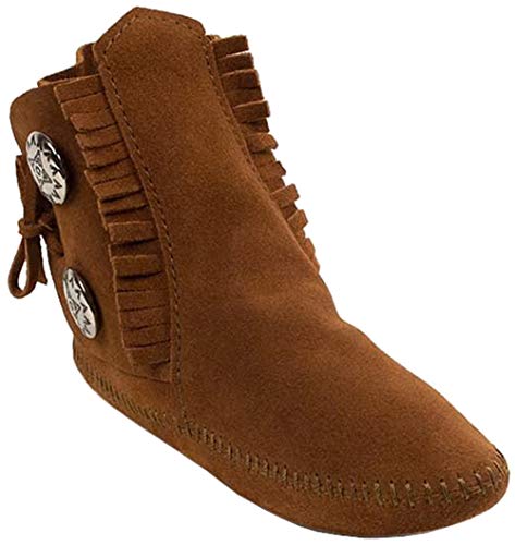 Minnetonka Mens Two Button Softsole Boot, Brown, Size 10