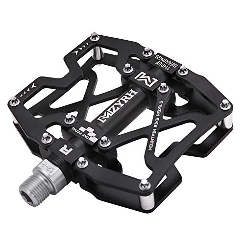 MZYRH Mountain Bike Pedals, Ultra Strong Colorful CNC Machined 9/16' Cycling Sealed 3 Bearing Pedals(Black 3 Bearings)