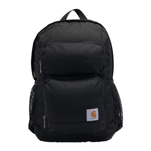 Carhartt 27L Single-Compartment Backpack, Durable Pack with Laptop Sleeve and Duravax Abrasion Resistant Base, Black, One Size