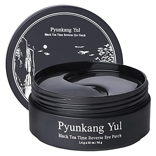 Pyunkang Yul Black Tea Time Reverse Eye Patch - Reduce Puffy Eyes, Fine Lines, Under Eye Bags, Face Moisturizer, Revitalizer | Korean Gel Pads with Low-Molecular Collagen, Peptide, 1.4g X 60ea