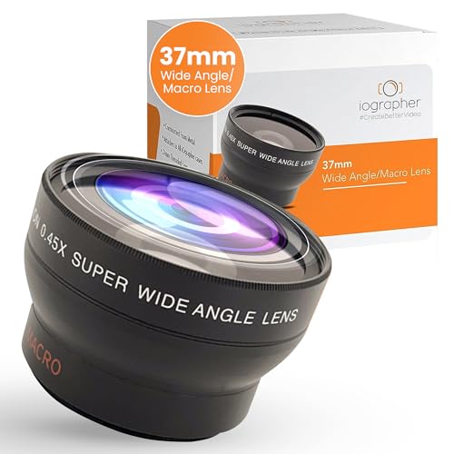 iOgrapher 37mm Wide Angle Lens for iPhone and Smartphones - Macro Lens and Wide Phone Lens - Macro Lens for iPhone and Other Smartphones - Camera Lens for Phone - Comes with Leather Case Bag