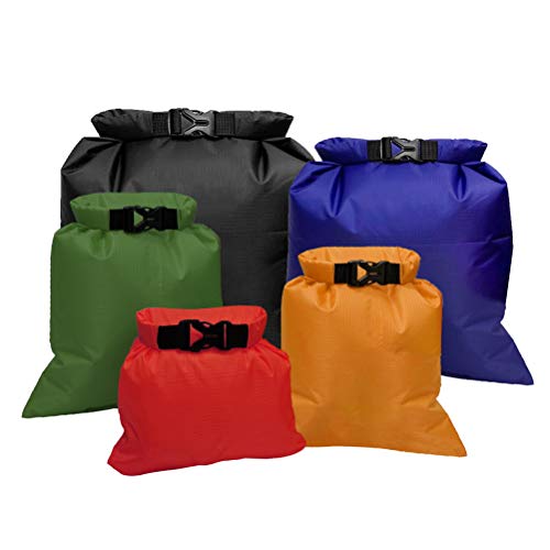 Pimoys 5 Pack Multicolour Waterproof Dry Sacks, Lightweight Outdoor Dry Bags Ultimate Dry Bags for Rafting Boating Camping (1.5L, 2.5L, 3.5L, 4.5L, 6L)