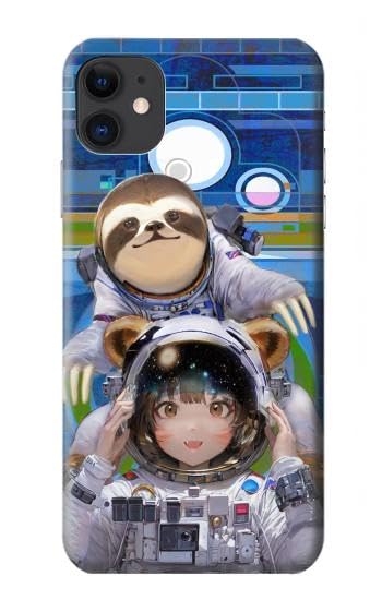 R3915 Raccoon Girl Baby Sloth Astronaut Suit Case Cover for iPhone 11