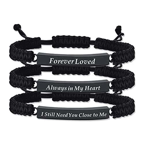 RIPFEVURN 3 Pack Cremation Jewelry Urn Bracelet for Ashes for Women Men Adjustable Memorial Keepsake Bangle Rope Braided Bracelet