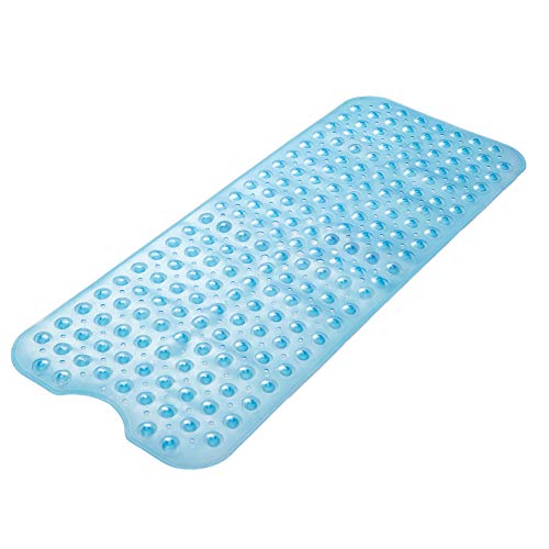 AmazerBath Bathtub Mat Non Slip, Bath Mat for Tub 40 x 16 Inches Full Size, Non Slip Shower Mats with Suction Cups and Drain Holes, Bath Tub Mats for Elderly & Kids, Clear Blue