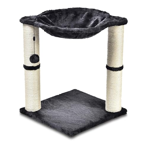 Amazon Basics Cat Tower with Hammock and Scratching Posts for Indoor Cats, 15.8 x 15.8 x 19.7 Inches, Gray