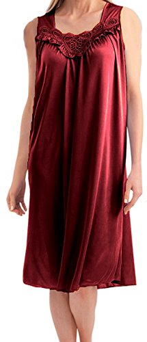 Ezi Satin Nightgowns for Women - Soft & Breathable Knee-Length Night Gowns - Adult Womens Nightgown M - Plus Size,4X,Red