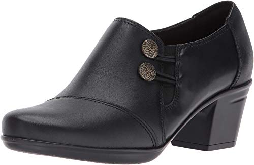 Clarks womens Emslie Warren Slip On Loafer, Black Leather, 8.5 US