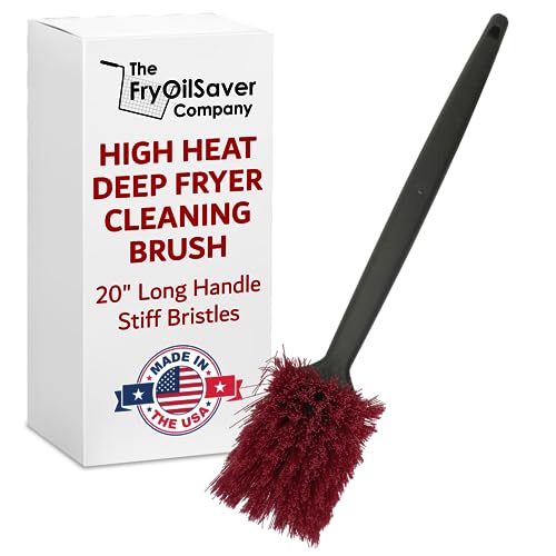 Heavy Duty High Heat Deep Fryer 20' Cleaning Brush, Pot Brush, Long Handle, Brush for Commercial Fryer, Grills, Griddle, and Waffle Maker, Restaurant Kitchen Fryer Brush, FryOilSaver Co. Model 90049