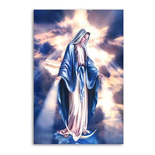 ZTJ Jesus Religion Virgin Mary Chris Canvas Art Poster and Wall Art Picture Print Modern Family Bedroom Decor Posters 12x18inch(30x45cm)