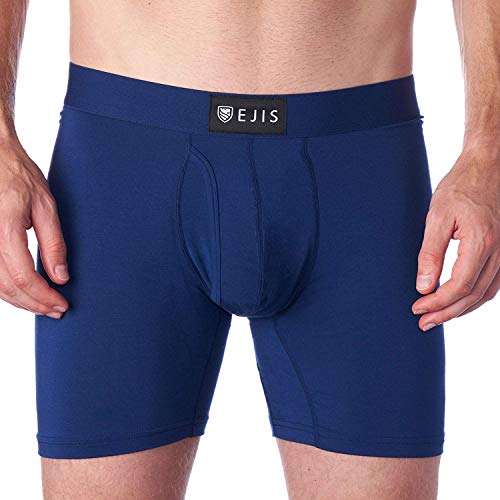 Ejis Sweat Defense Boxer Brief | Fly | Sweat Proof Micro Modal (Large, Navy)