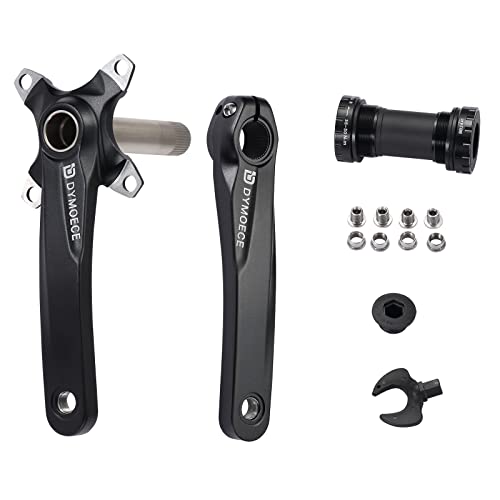 D Dymoece Bike Cranksets Bicycle Crank Arm Set with Bottom Bracket Kit and Chainring Bolts for MTB BMX Road Bike Compatible with Shimano Sram FSA