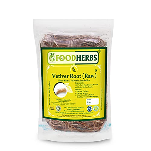 FOODHERBS Dried Vetiver Roots | 50 GMS | Khus Khus | Vetiveria Zizanoides | Lavancha | Ramacham | Natural Coolant | Hand-Picked