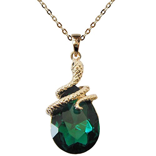 Navachi 18k Gold Plated Water Drop Crystal Green Zircon Az6003p Snake Pendant Necklace 16'+2'