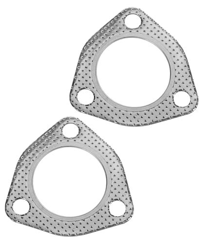 ESEWALAS 2PCS Exhaust Gasket,Exhaust Pipe Gasket,3' 3 Bolt MLSG High Temp Exhaust Gasket w/SS Fire Ring,Car Accessories Exhaust Pipe Flange Gasket,Exhaust System Exhaust Flange Gasket (2.25')