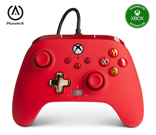 PowerA Enhanced Wired Controller for Xbox Series X|S - Red, Detachable 10ft USB Cable, Mappable Buttons and Rumble Motors, Officially Licensed for Xbox