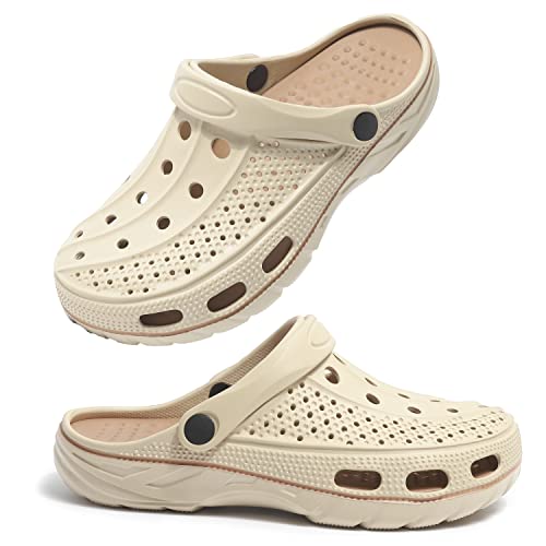 INMINPIN Women and Men Orthopedic Clogs Arch Support Garden Shoes Sandals Slippers with Plantar Fasciitis Feet Insoles,Pure Beige,8-9 Women/6-7 Men